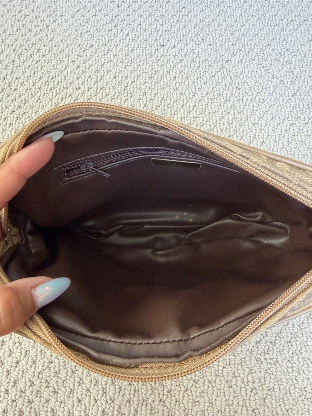 Pierre Cardin Tan Monogram Crossbody Bag with Gold Accent - Picture 7 of 9